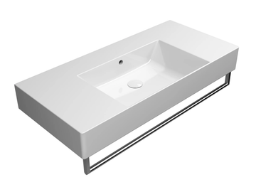 KUBE X 100X47 - Rectangular single ceramic washbasin with towel rail by GSI ceramica - view 2
